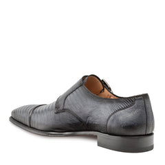 Mens Mezlan Argentum Lizard Double Monk Strap in Grey