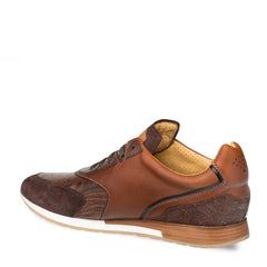 Mens Mezlan Chiron Ostrich & Calf Sneaker in Brown