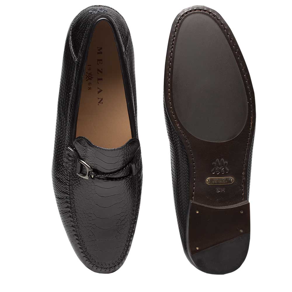 Mens Mezlan Vesta Ostrich Paw Dress Shoe Loafer in Black