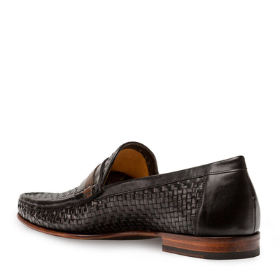 Mens Mezlan Banderas Woven Calfskin Loafer Dress Shoe in Black 3   - from alligatorwarehouse.com