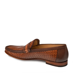 Mens Mezlan Banderas Woven Calfskin Loafer Dress Shoe in Brown