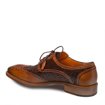 Mens Mezlan Haydn Calfskin Wingtip Oxford Dress Shoe in Cognac 3   - from alligatorwarehouse.com