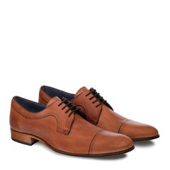 Mens Mezlan Homar Calfskin Cap Toe Dress Shoe in Tan