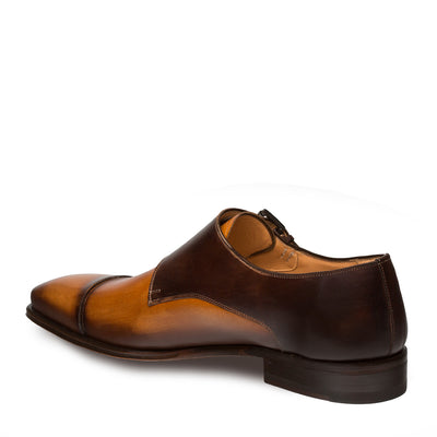 Mens Mezlan Bardem Calfskin Double Monk Strap Dress Shoe in Tan & Brown 3   - from alligatorwarehouse.com