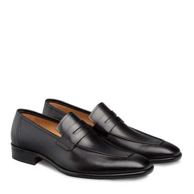 Mens Mezlan Classic Calfskin Slip on Penny Loafer Dress Shoe in Black 4   - from alligatorwarehouse.com