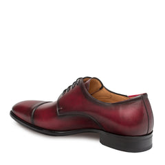 Mens Mezlan Republic Calfskin Cap Toe Blucher Dress Shoe in Burgundy