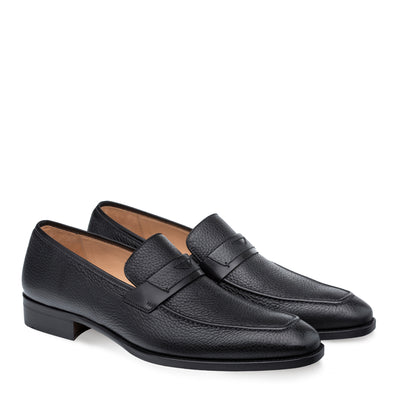 Mens Mezlan Elche Calf & Deer Penny Loafer Dress Shoe in Black 4   - from alligatorwarehouse.com