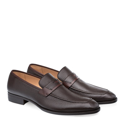 Mens Mezlan Elche Calf & Deer Penny Loafer Dress Shoe in Brown 4   - from alligatorwarehouse.com