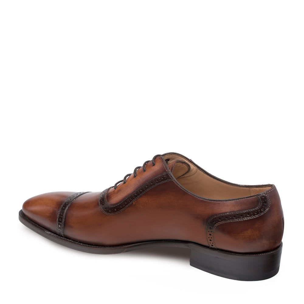 Mens Mezlan Belgrade Calfskin Captoe Dress Shoe in Cognac