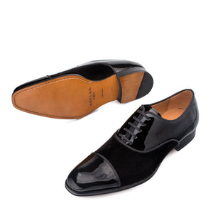 Mens Mezlan Pio Formal Patent Calf & Velvet Dress Tuxedo Shoe in Black - LAST CALL 10