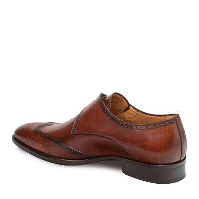 Mens Mezlan Forest Calfskin Wingtip Monk Strap Dress Shoe in Cognac 3   - from alligatorwarehouse.com