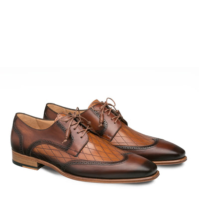 Mens Mezlan Calfskin Wingtip in Cognac 4   - from alligatorwarehouse.com
