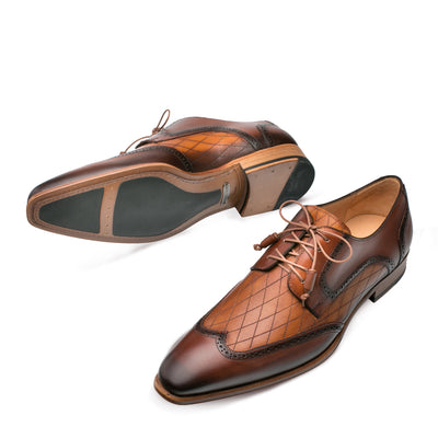 Mens Mezlan Calfskin Wingtip in Cognac 2   - from alligatorwarehouse.com