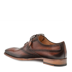 Mens Mezlan Calfskin Bicycle Toe Oxford Dress Shoe in Cognac