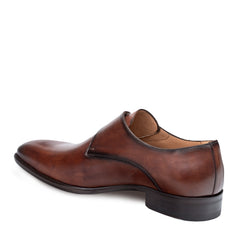 Mens Mezlan Travis Calfskin Monkstrap Dress Shoe in Cognac