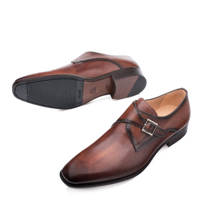 Mens Mezlan Travis Calfskin Monkstrap Dress Shoe in Cognac 2   - from alligatorwarehouse.com