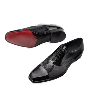 Mens Mezlan Davos Calfskin & Sequin Formal Tuxedo Shoe in Black