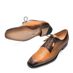 Mens Mezlan Entourage Medallion Toe Dress Shoe in Mustard