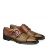 Mens Mezlan Saber Two Tone Calfskin Monk Strap Dress Shoe in Olive & Cognac 4   - from alligatorwarehouse.com
