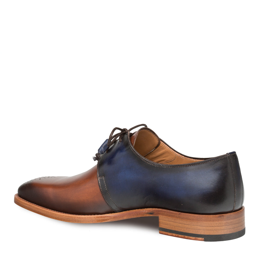 Mens Mezlan Montes Calfskin Two Tone Dress Shoe in Navy & Cognac