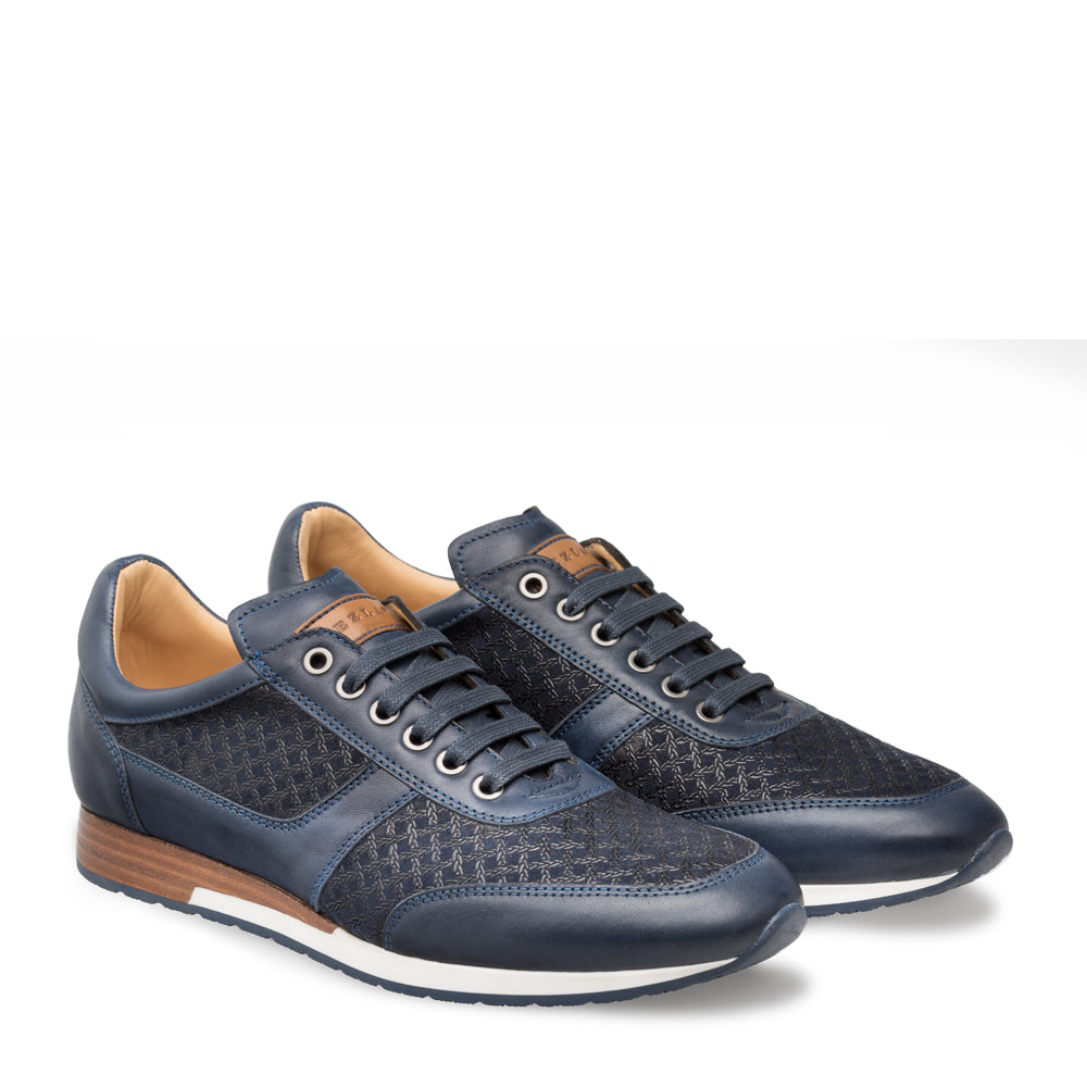 Mens Mezlan Maxim Calf & Suede Sneaker in Navy