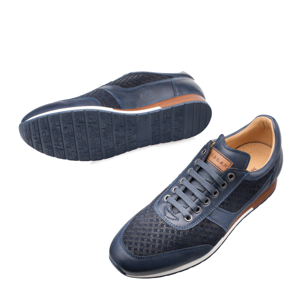 Mens Mezlan Maxim Calf & Suede Sneaker in Navy