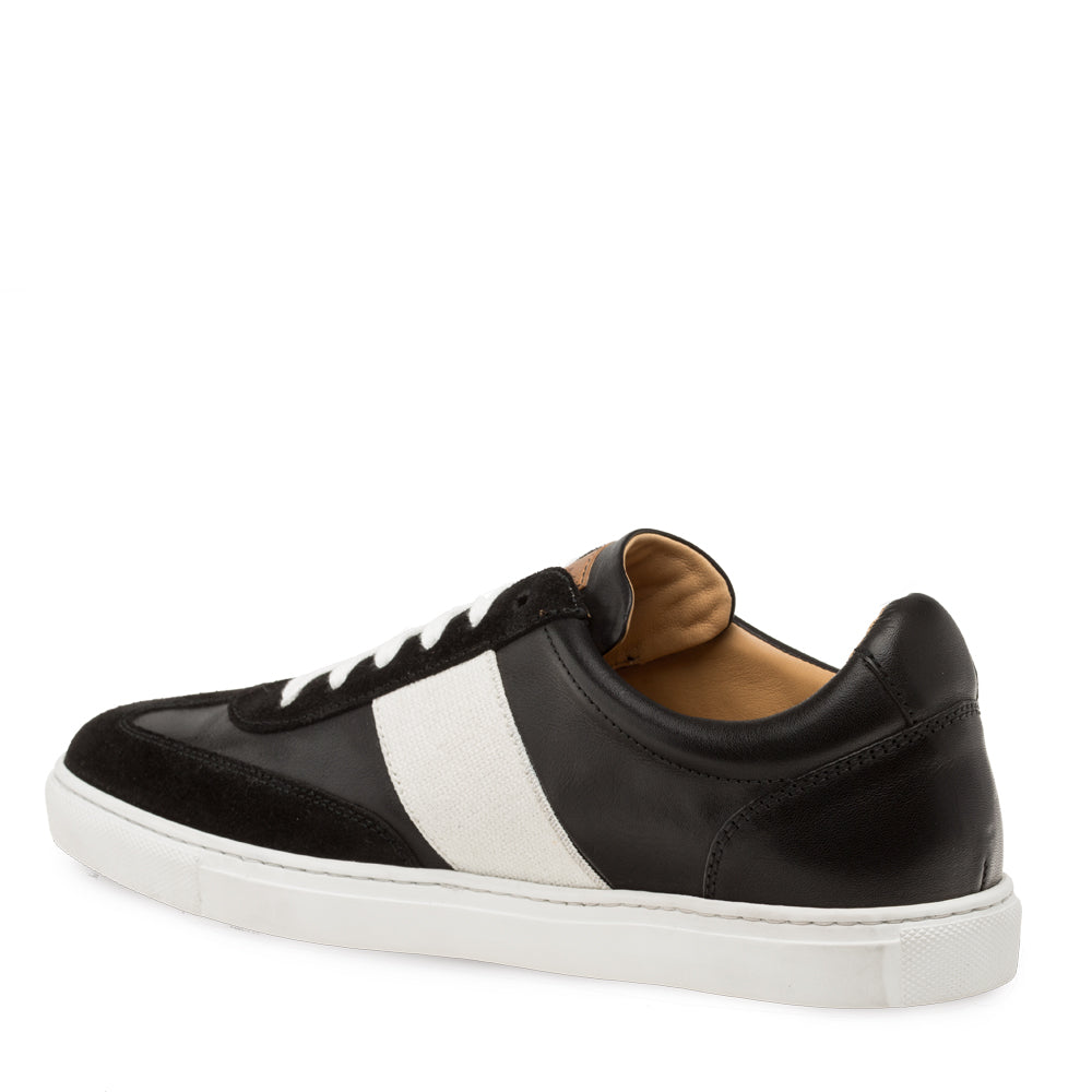 Mens Mezlan Wyatt Two Tone Calfskin & Suede Sneaker in Black & White