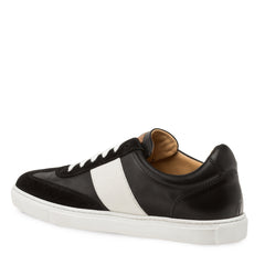 Mens Mezlan Wyatt Two Tone Calfskin & Suede Sneaker in Black & White