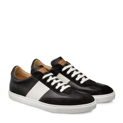 Mens Mezlan Wyatt Two Tone Calfskin & Suede Sneaker in Black & White