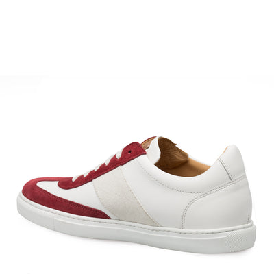 Mens Mezlan Wyatt Two Tone Calfskin & Suede Sneaker in White & Burgundy 3   - from alligatorwarehouse.com