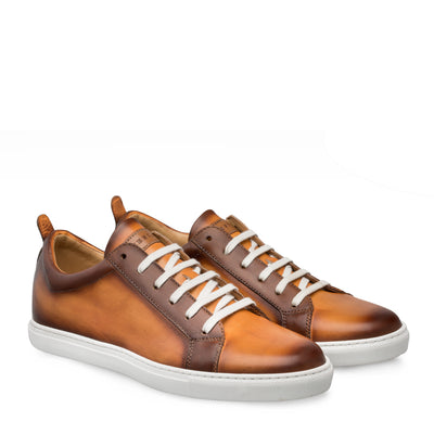 Mens Mezlan Artemis Classic Calfskin Tennis Shoe Sneaker in Honey 4   - from alligatorwarehouse.com