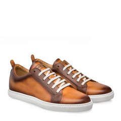 Mens Mezlan Artemis Classic Calfskin Tennis Shoe Sneaker in Honey