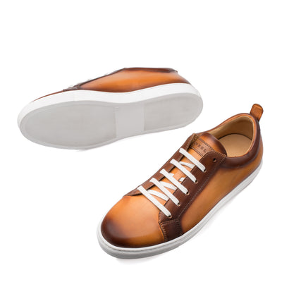 Mens Mezlan Artemis Classic Calfskin Tennis Shoe Sneaker in Honey 2   - from alligatorwarehouse.com