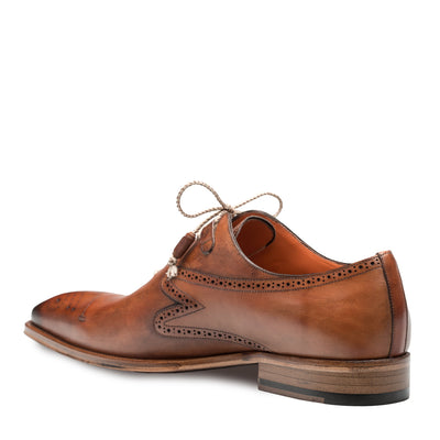 Mens Mezlan Malcolm Calfskin Plain Toe Blucher Dress Shoe in Tan 3   - from alligatorwarehouse.com