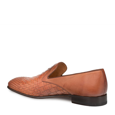 Mens Mezlan Sirocco Woven Calf Slip on Loafer Dress Shoe in Cognac 3   - from alligatorwarehouse.com