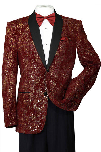 Mens 2 Button Paisley Glitter Tuxedo in Burgundy 9 T816-Burgundy-42R  - from alligatorwarehouse.com