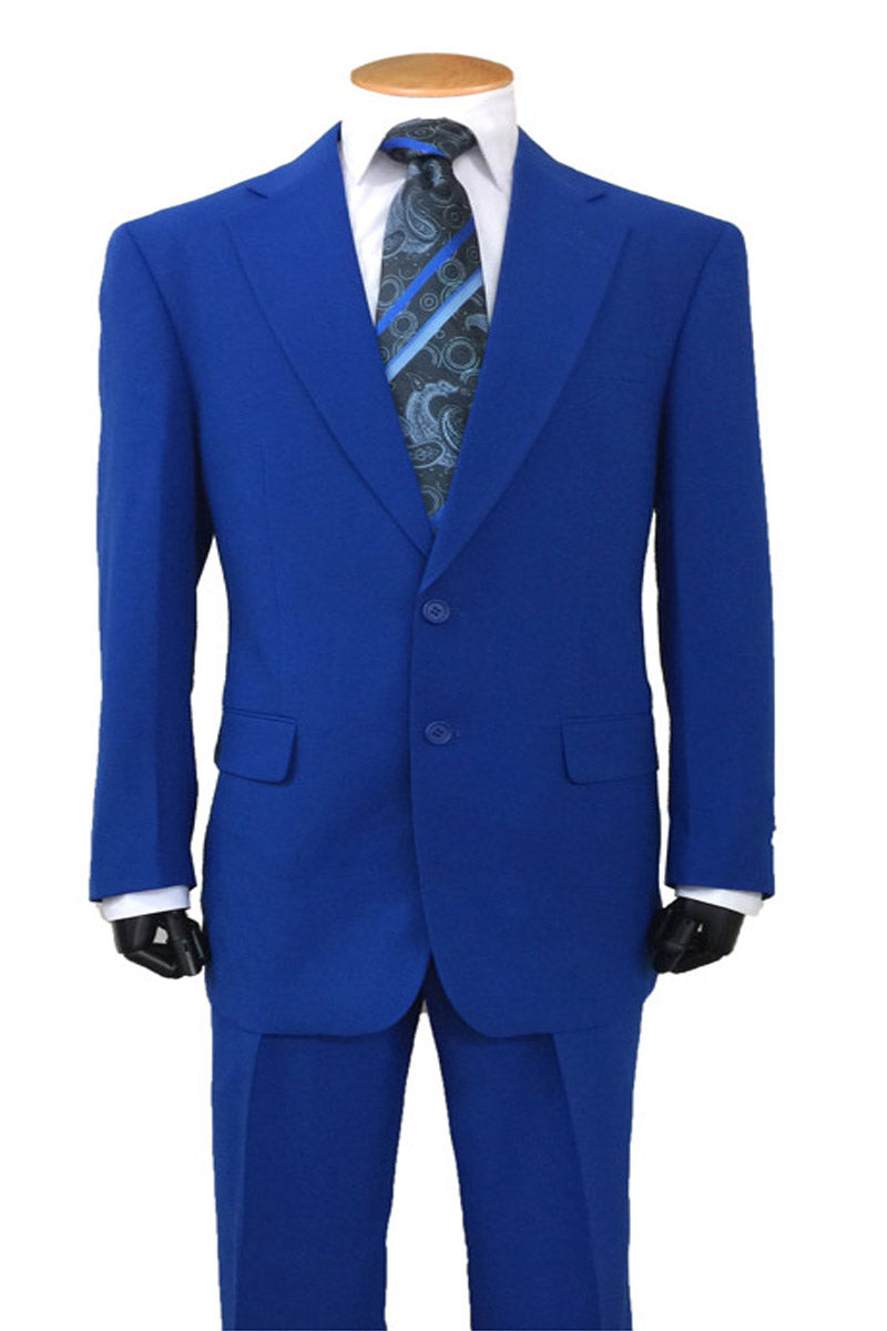 Mens 2 Button Polyester Fashion Suit in Royal Blue