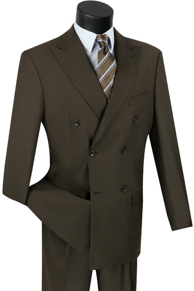 Mens Classic Wool Feel Double Breasted Suit in Brown 1 SO1DC900-1_BROWN_36S  - from alligatorwarehouse.com