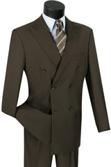 Mens Classic Wool Feel Double Breasted Suit in Brown