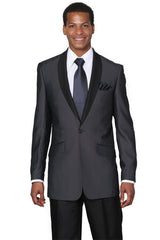 Mens 1 Button Black Shawl Lapel Tuxedo in Navy