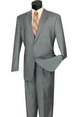 Mens 2 Button Classic Fit Pleated Pant Suit in Grey