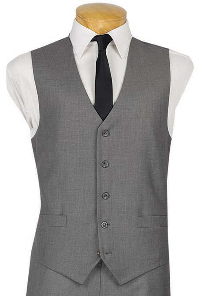 Mens Classic 5 Button Suit Vest in Grey