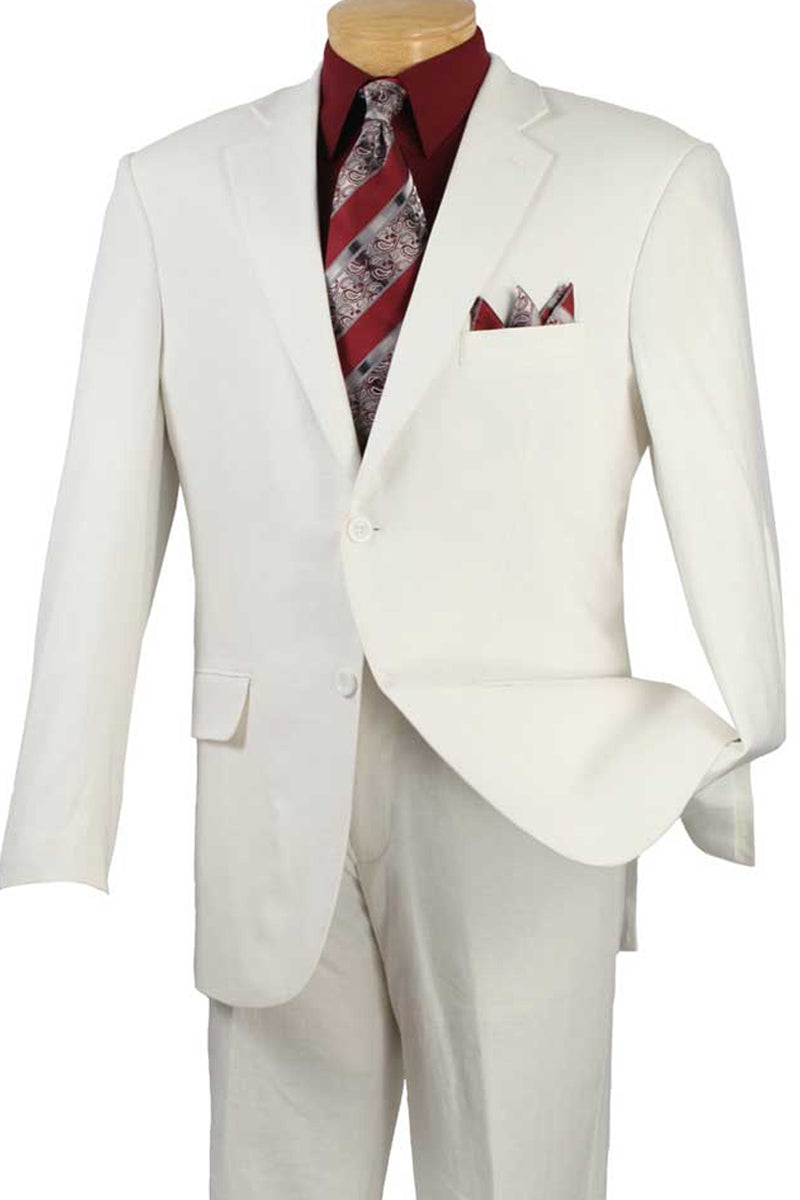 Mens 2 Button Linen Summer Suit in White – Alligator Warehouse