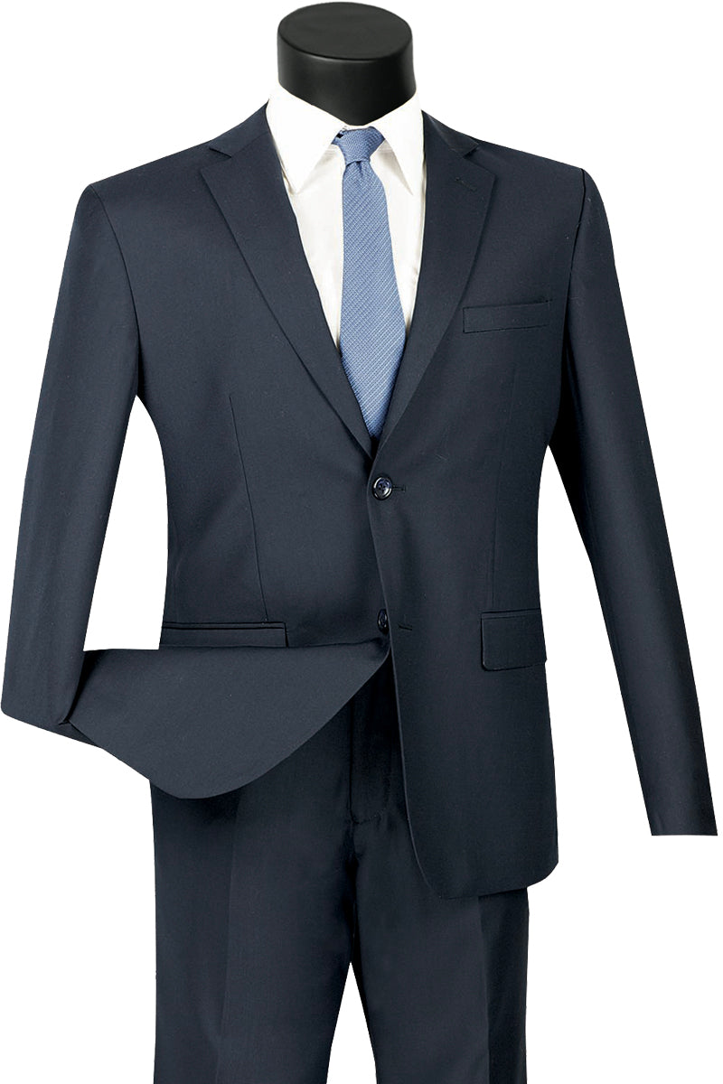 Mens Ultra Slim Fit Wool Feel Suit in Navy