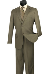 Mens 2 Button Wool Blend Pinstripe Suit in Taupe