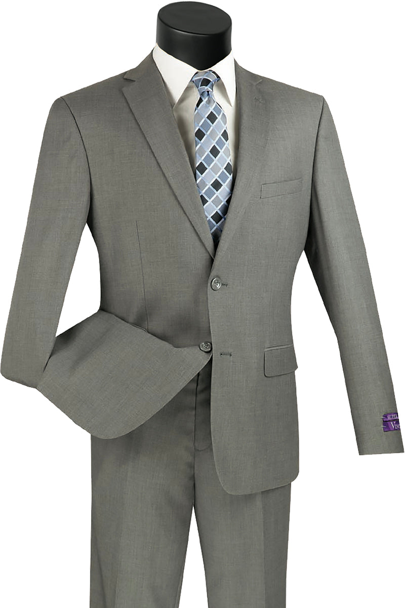 Mens Ultra Slim Fit Wool Feel Suit in Grey