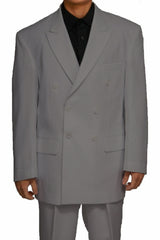 Mens Double Breasted Polyester Fashion Suit in Grey