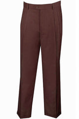 Mens Classic Fit Single Pleat Dress Slacks in Brown