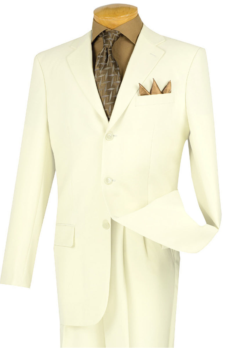 Mens 3 Button Basic Poplin Suit in Ivory – alligatorwarehouse