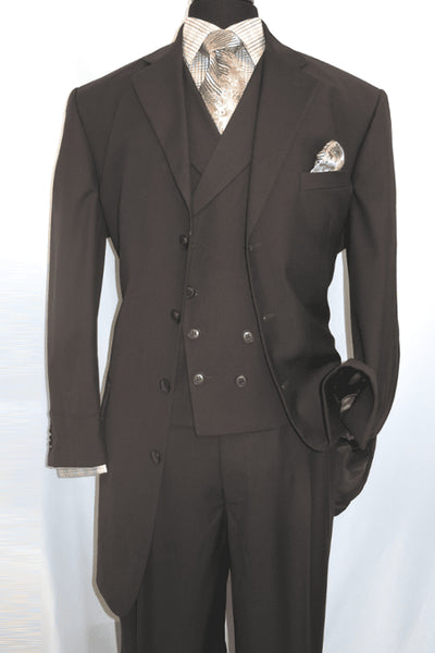 Mens 4 Button Double Breasted Vest Suit in Brown 1 5263V-Brown-38R  - from alligatorwarehouse.com